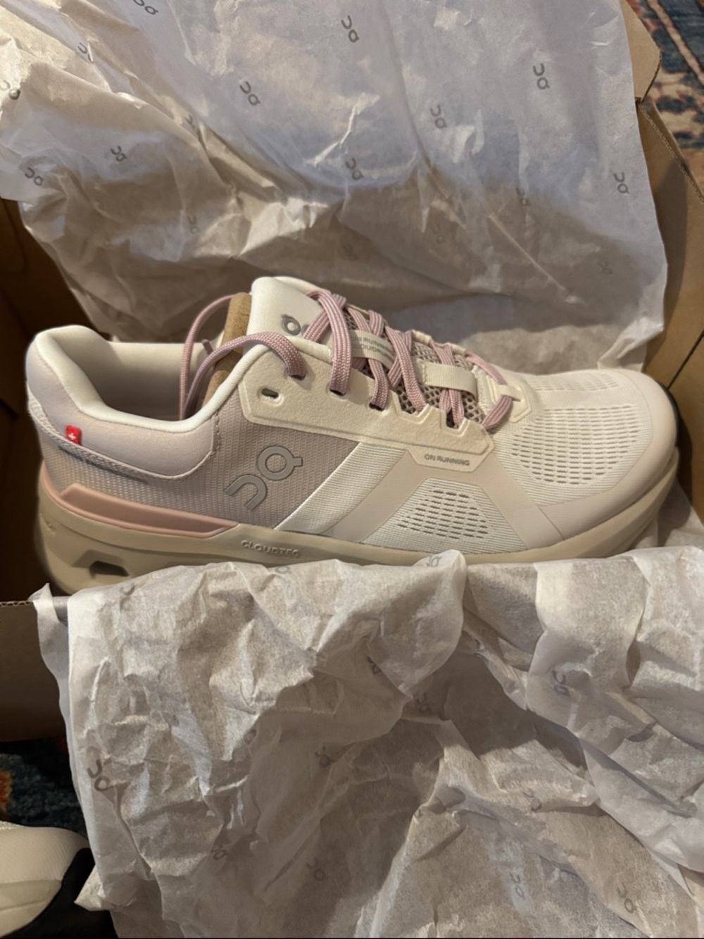 On Running Cloudrunner 2 Women's White with Light Pink Accent Sneakers - Picture 7 of 7
